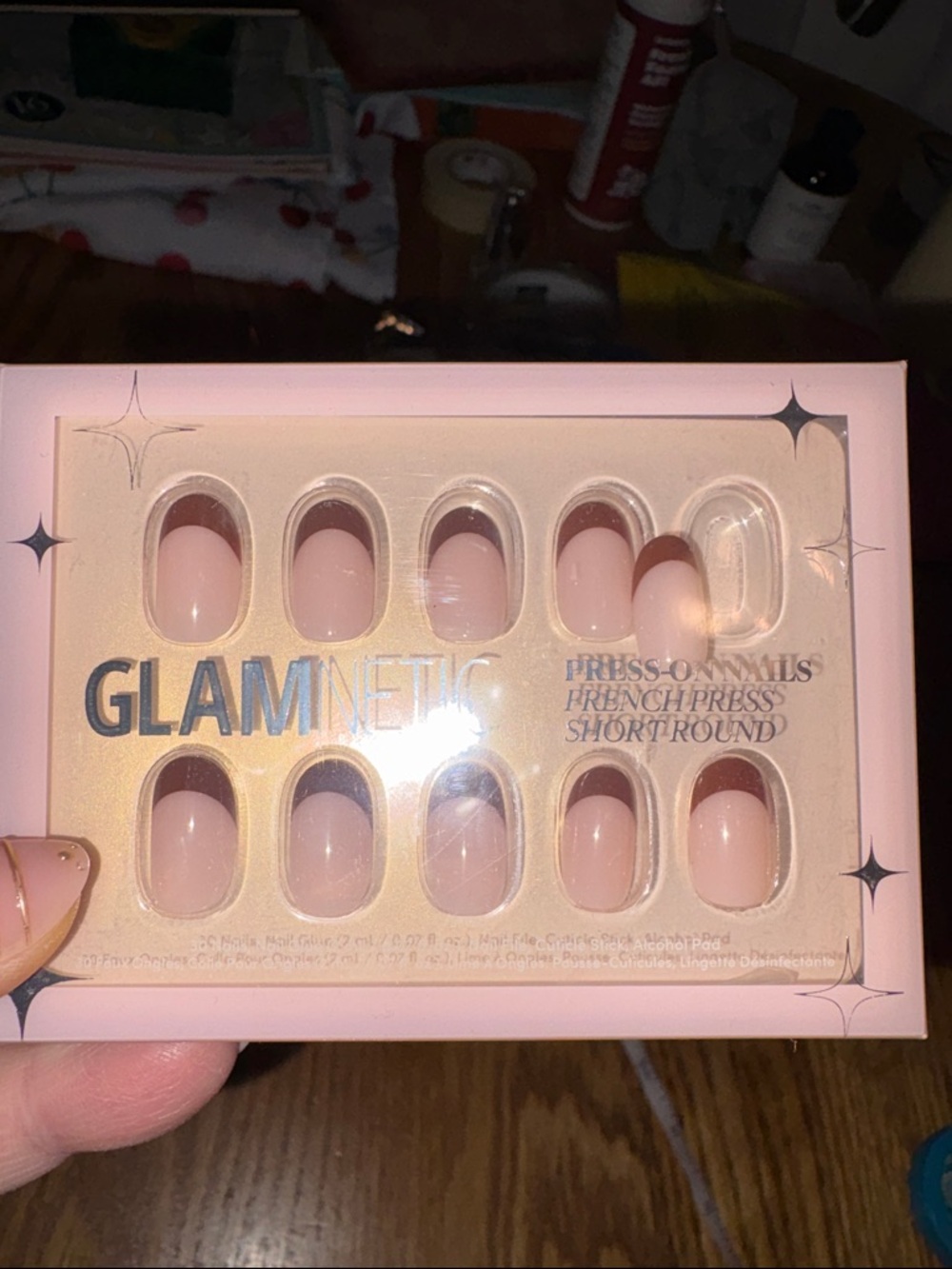 Glamnetic Short Round French Tip Press-On Nails in Brown (discontinued)